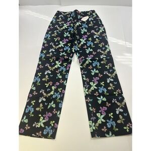 NWT Key West Women's Pants Size 10 Black Butterfly Print